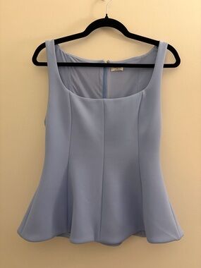 Babaton Powder Blue Square Neck Peplum Tank